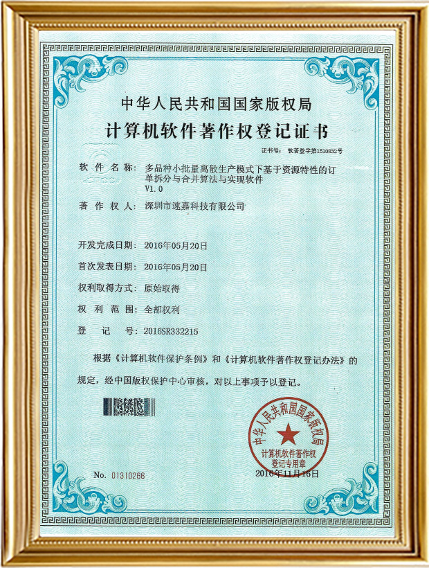 多品種小批量離散生產(chǎn)模式下基于資源特性的訂單拆分與合并算法與實現(xiàn)軟件V1.0